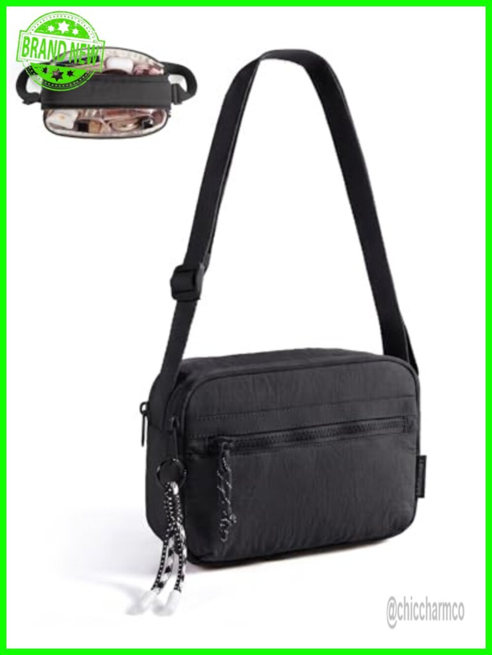Small Crossbody Bag Water-Resistant Nylon Travel Purse Shoulder Handbag